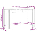 vidaXL Eettafel 120x60x76 cm bewerkt hout wit