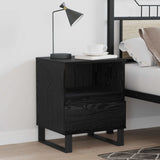 vidaXL Bedside Cabinet with Drawer Black Oak 40x35x50 cm Engineered Wood