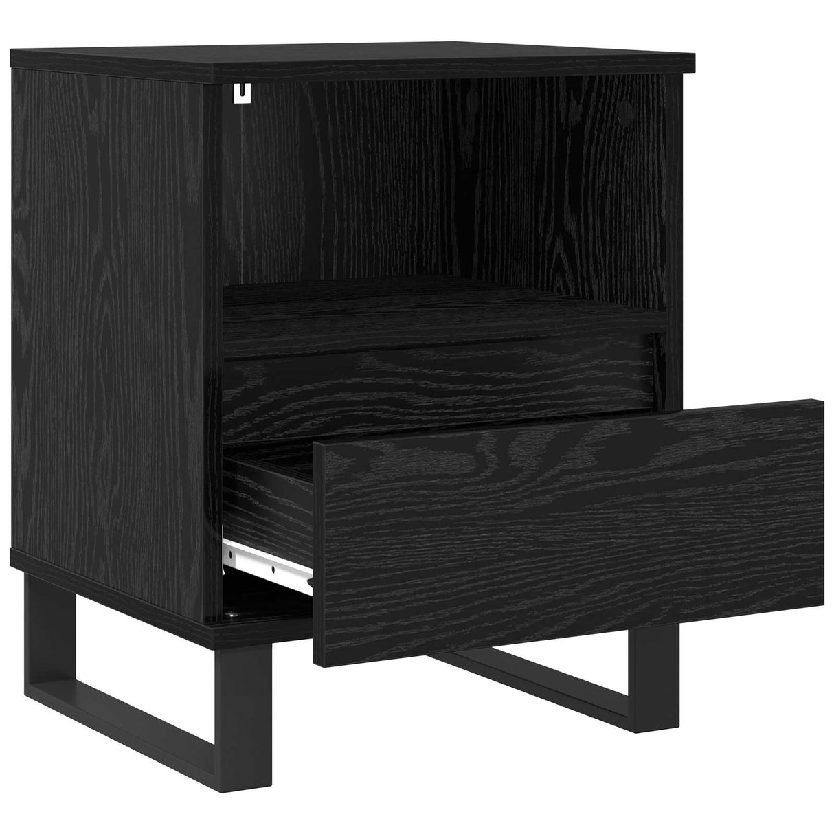 vidaXL Bedside Cabinet with Drawer Black Oak 40x35x50 cm Engineered Wood
