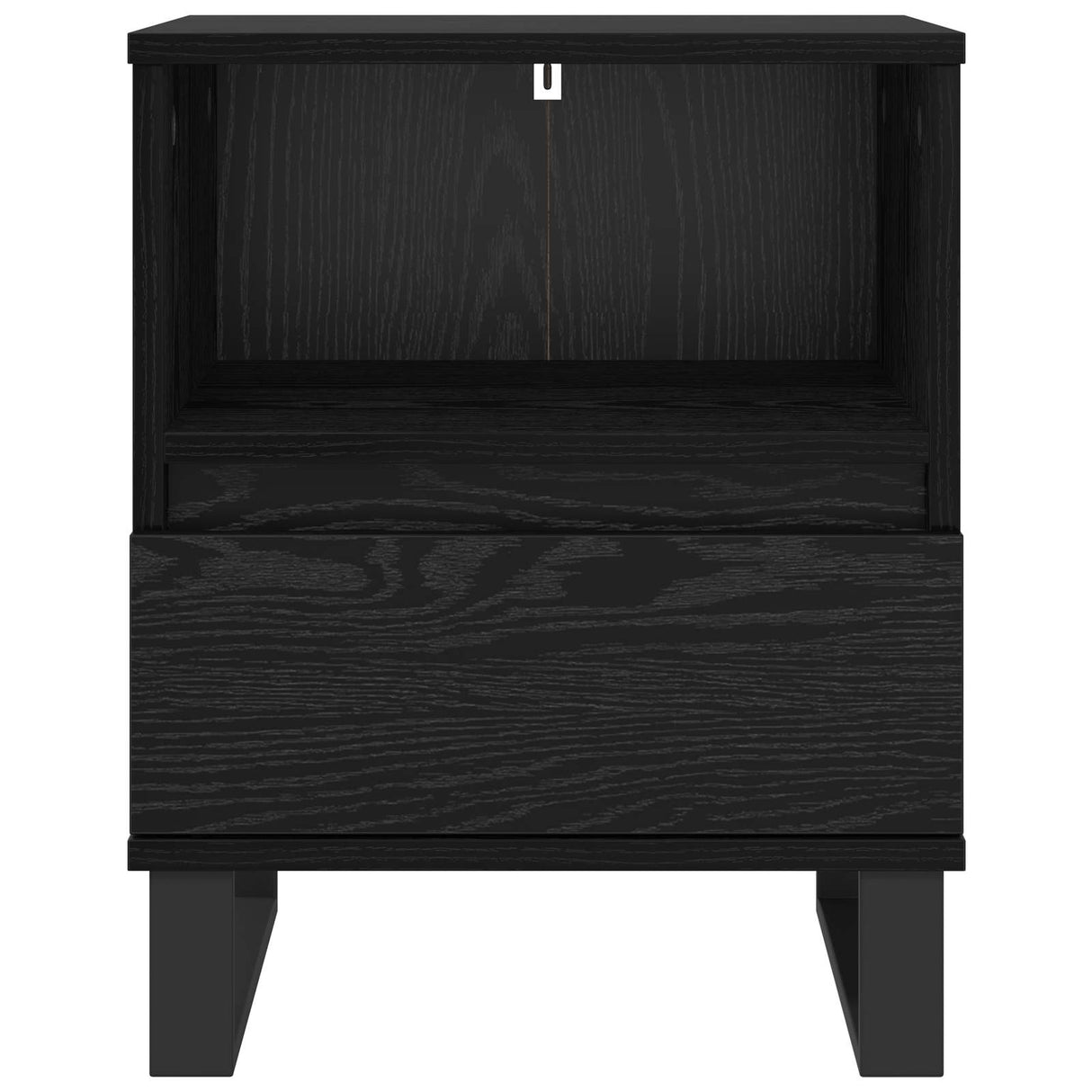 vidaXL Bedside Cabinet with Drawer Black Oak 40x35x50 cm Engineered Wood