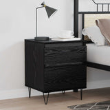 vidaXL Bedkast met lade Zwart Eiken 40 x 35 x 50 cm Bewerkt hout
