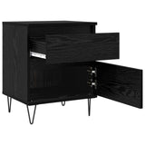 vidaXL Bedkast met lade Zwart Eiken 40 x 35 x 50 cm Bewerkt hout