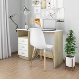 vidaXL Bureau met lades 110x50x76 cm spaanplaat wit