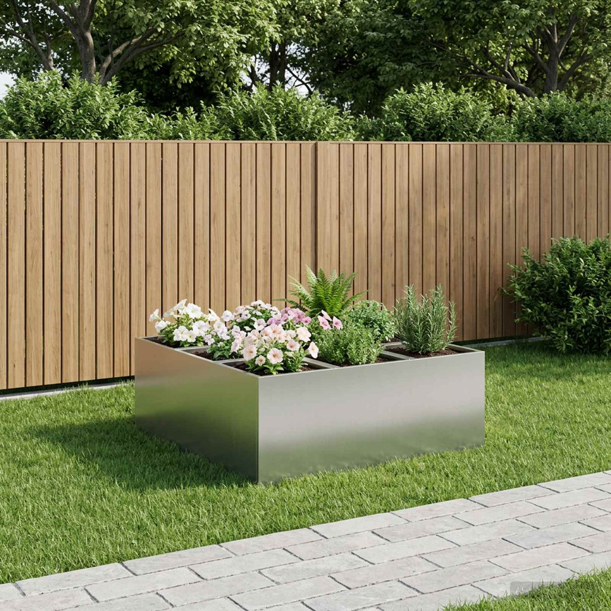 vidaXL Plantenbak zilver 100 x 100 x 20 cm Gegalvaniseerd staal