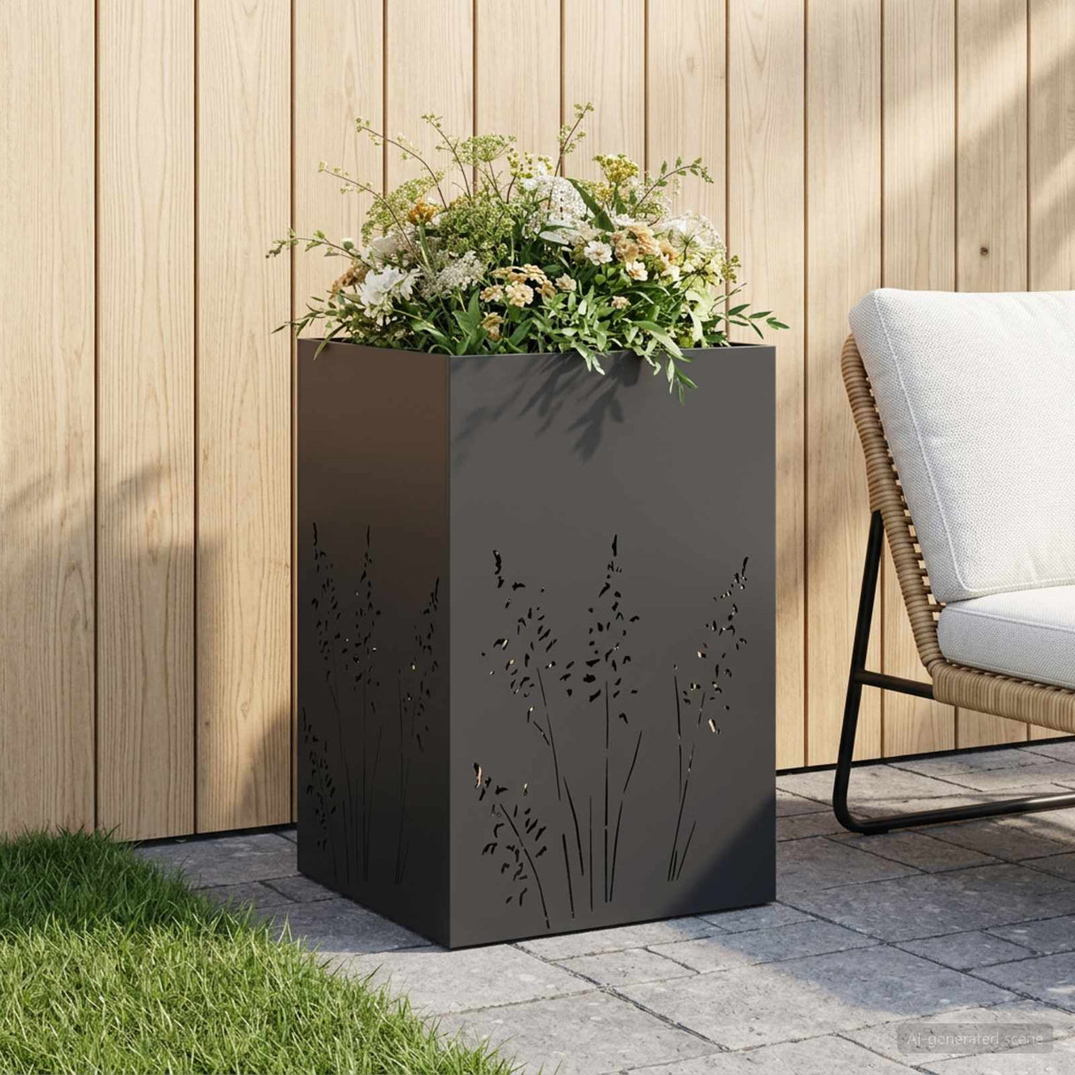 vidaXL Planter Olive Green 50 x 50 x 75 cm Cold-rolled steel