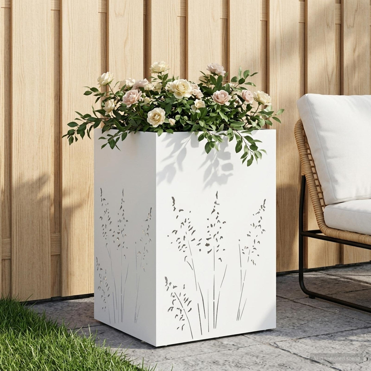 vidaXL Planter Olive Green 50 x 50 x 75 cm Cold-rolled steel