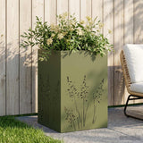 vidaXL Planter Olive Green 50 x 50 x 75 cm Cold-rolled steel