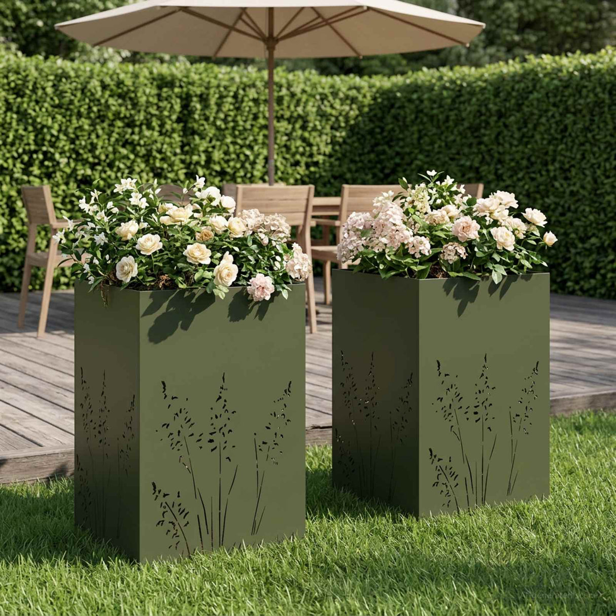 vidaXL Planter Olive Green 50 x 50 x 75 cm Cold-rolled steel