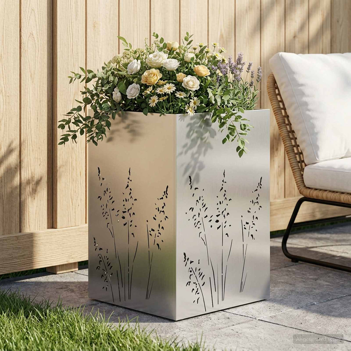 vidaXL Planter Olive Green 50 x 50 x 75 cm Cold-rolled steel