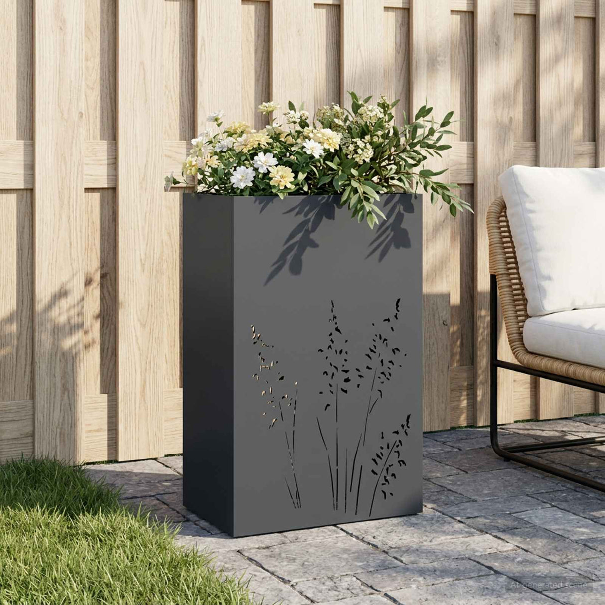 vidaXL Planter Olive Green 50 x 50 x 75 cm Cold-rolled steel