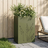 vidaXL Planter Olive Green 50 x 50 x 75 cm Cold-rolled steel