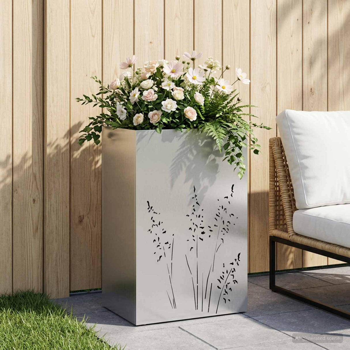 vidaXL Planter Olive Green 50 x 50 x 75 cm Cold-rolled steel