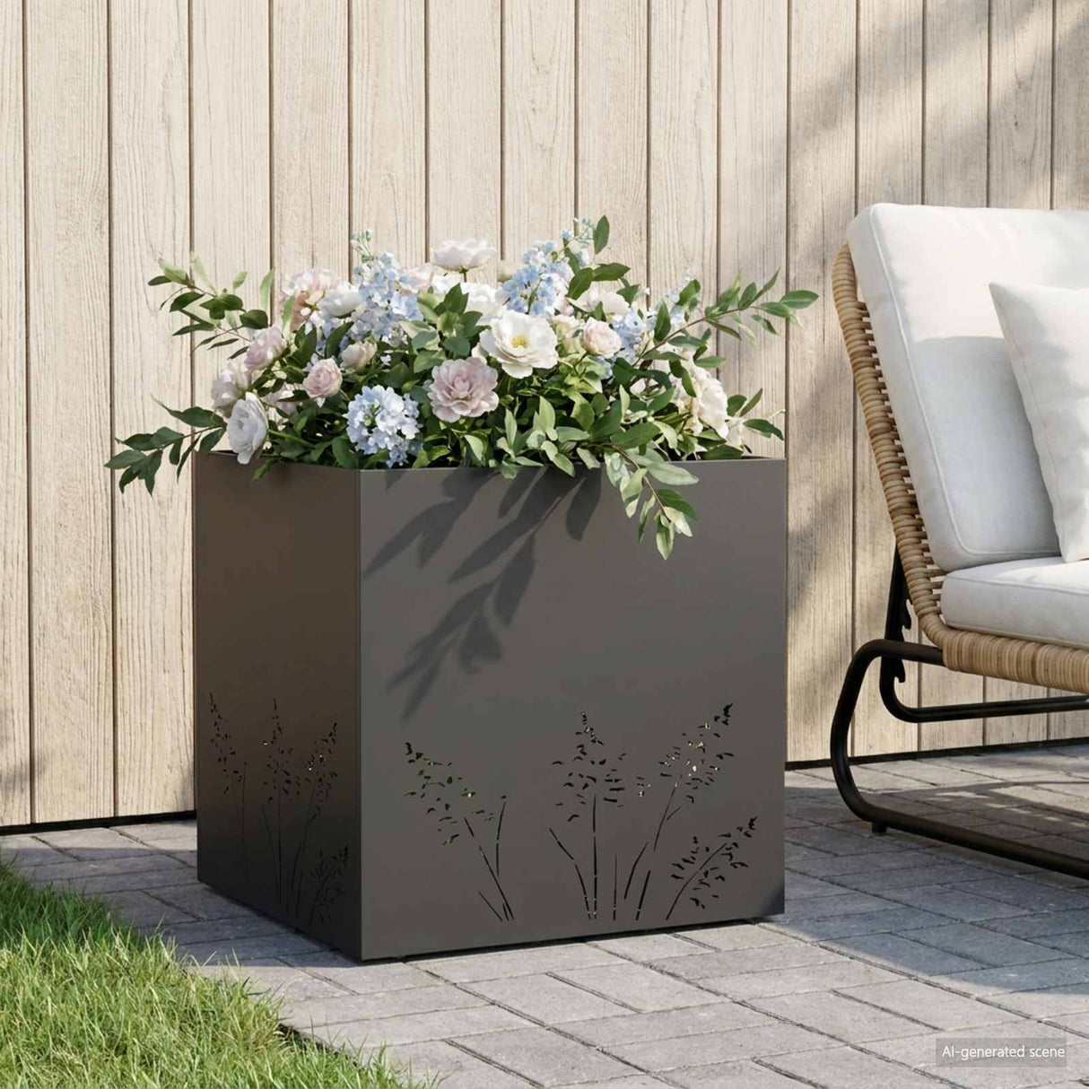 vidaXL Planter Olive Green 50 x 50 x 75 cm Cold-rolled steel