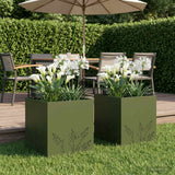 vidaXL Planter Olive Green 50 x 50 x 75 cm Cold-rolled steel