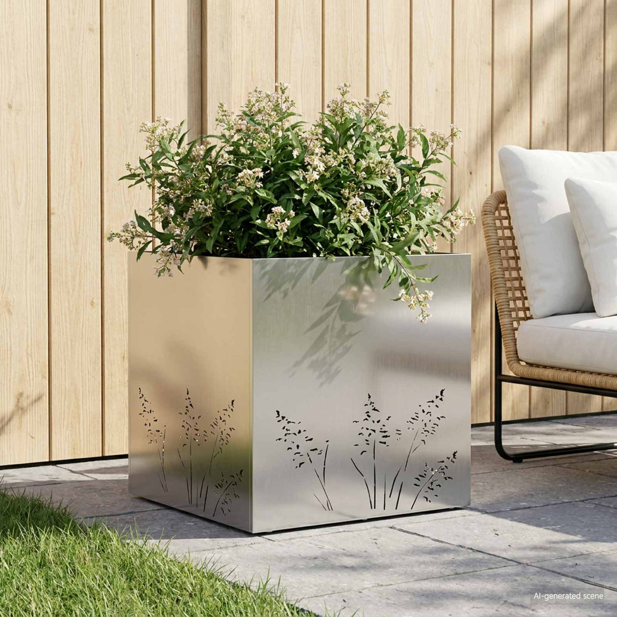 vidaXL Planter Olive Green 50 x 50 x 75 cm Cold-rolled steel