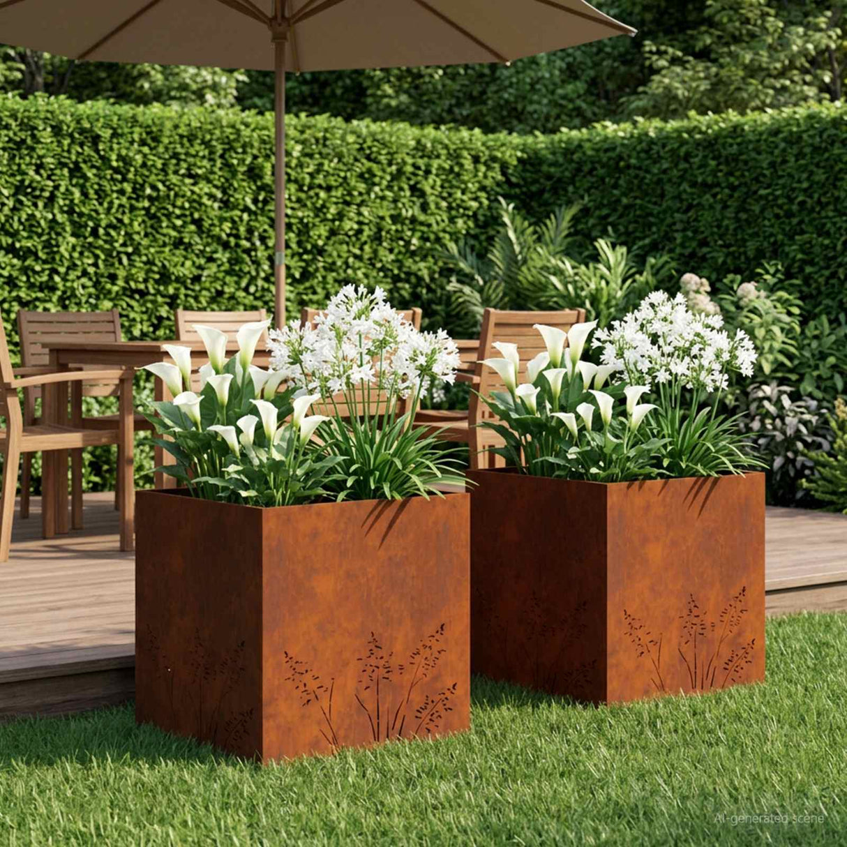 vidaXL Planter Olive Green 50 x 50 x 75 cm Cold-rolled steel