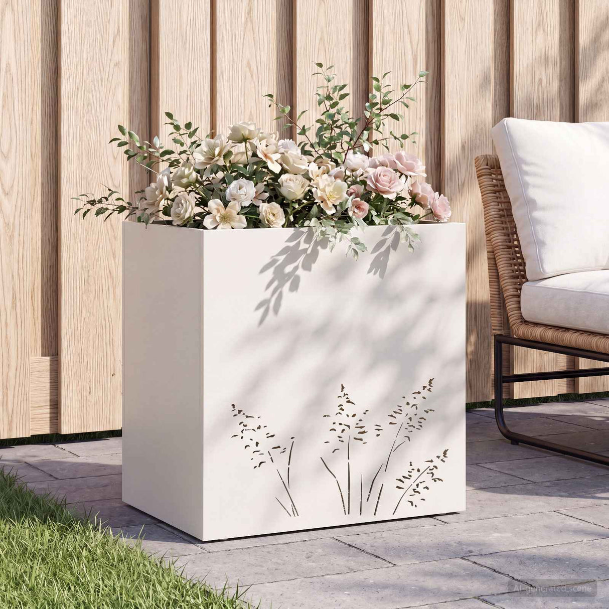 vidaXL Planter Olive Green 50 x 50 x 75 cm Cold-rolled steel