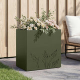 vidaXL Planter Olive Green 50 x 50 x 75 cm Cold-rolled steel