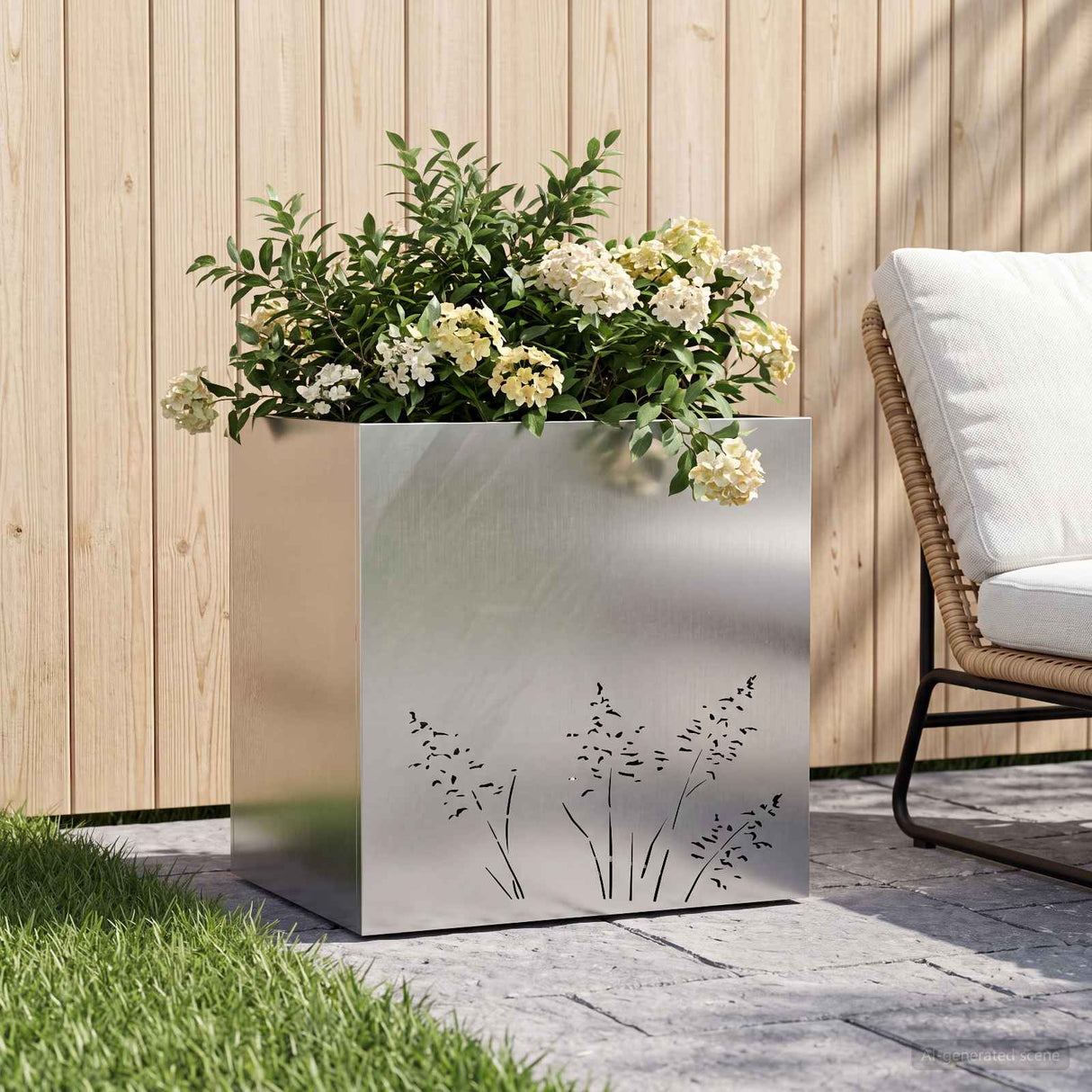 vidaXL Planter Olive Green 50 x 50 x 75 cm Cold-rolled steel