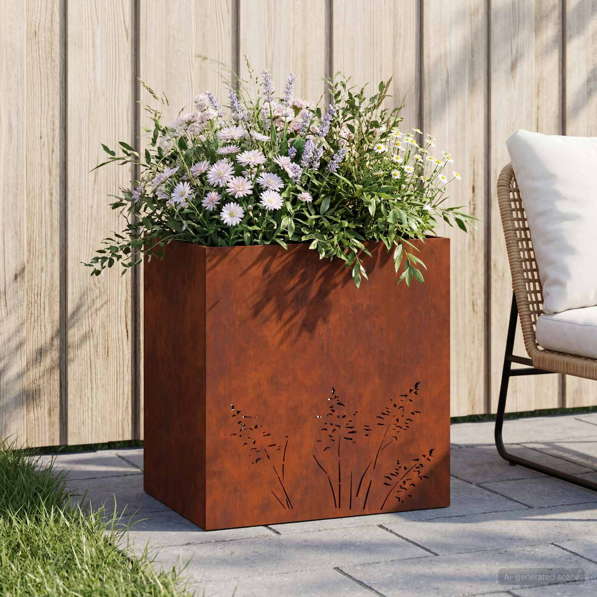 vidaXL Planter Olive Green 50 x 50 x 75 cm Cold-rolled steel