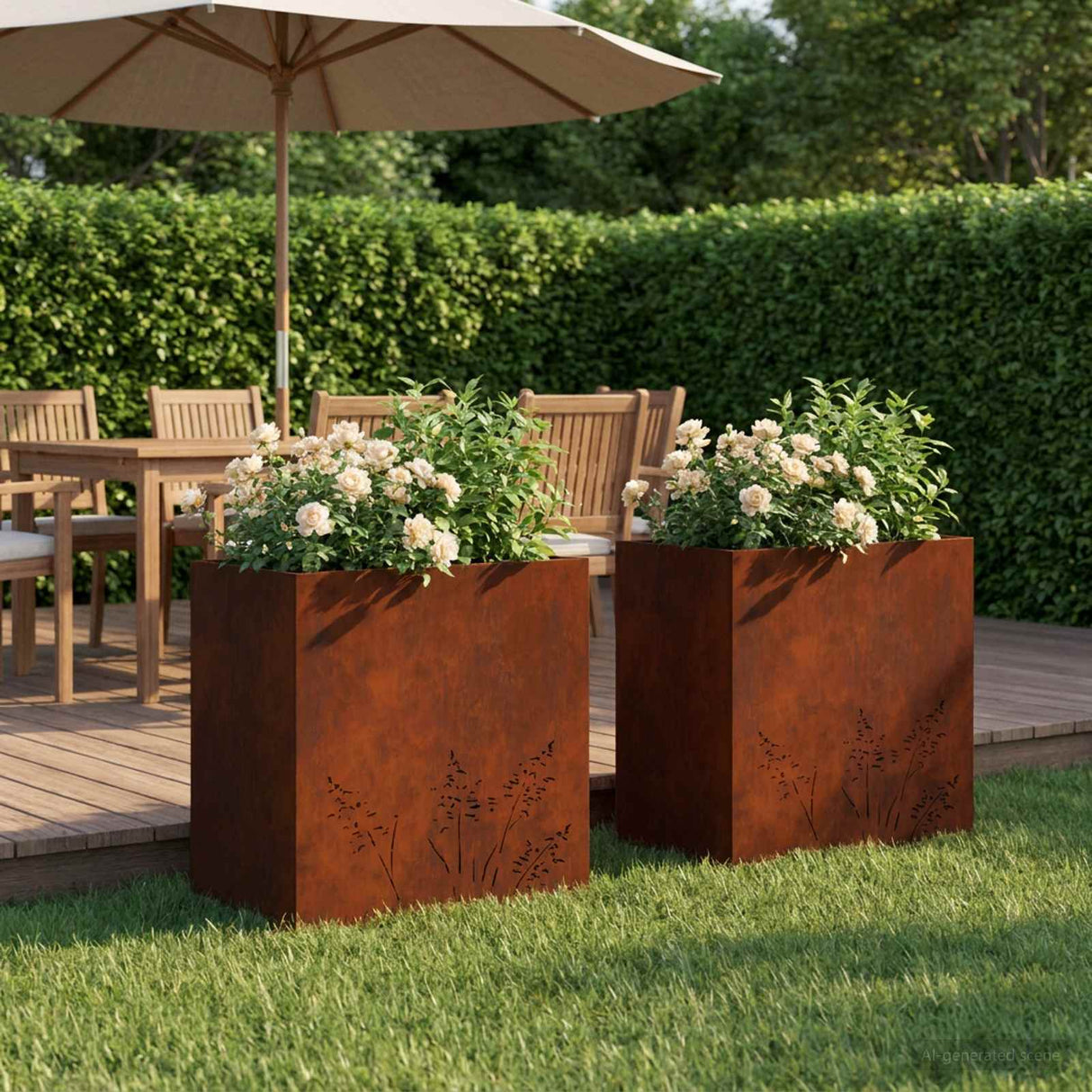 vidaXL Planter Olive Green 50 x 50 x 75 cm Cold-rolled steel