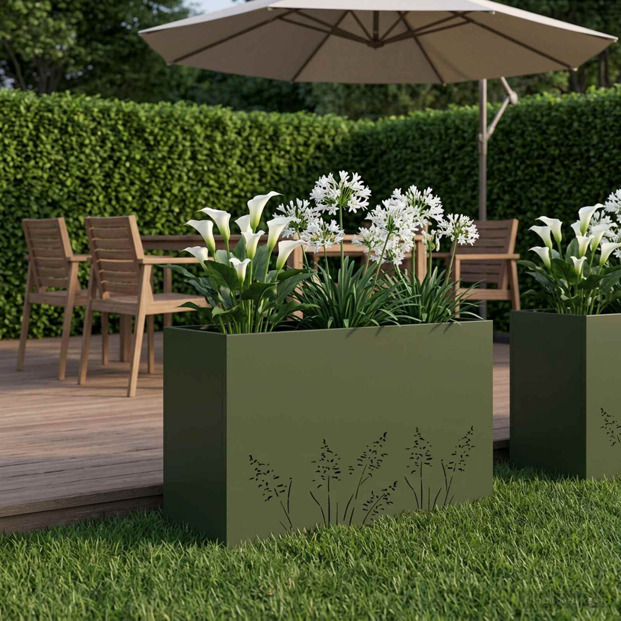 vidaXL Planter Olive Green 50 x 50 x 75 cm Cold-rolled steel