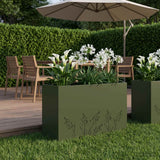vidaXL Planter Olive Green 50 x 50 x 75 cm Cold-rolled steel