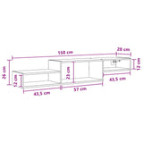 vidaXL Wand gemonteerd TV Kast Muurmontage Wit 150 x 28 x 26 cm