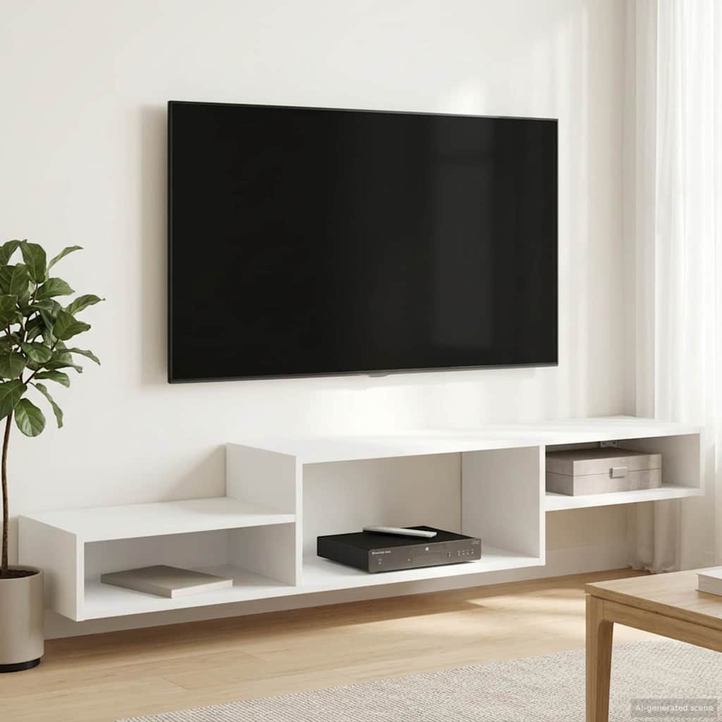 vidaXL Wand gemonteerd TV Kast Muurmontage Wit 150 x 28 x 26 cm