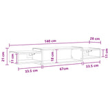 vidaXL Wand gemonteerd TV Kast Muurmontage Wit 140 x 28 x 21 cm