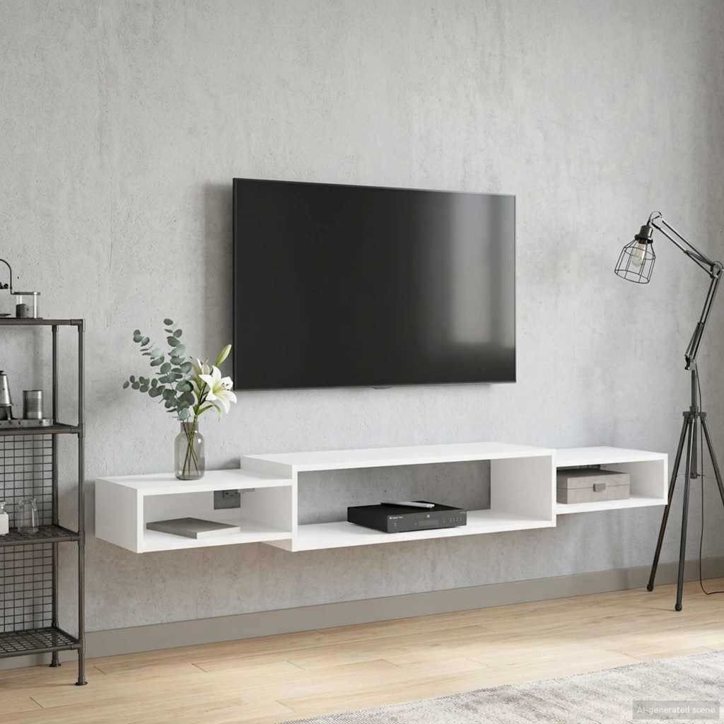 vidaXL Wand gemonteerd TV Kast Muurmontage Wit 140 x 28 x 21 cm