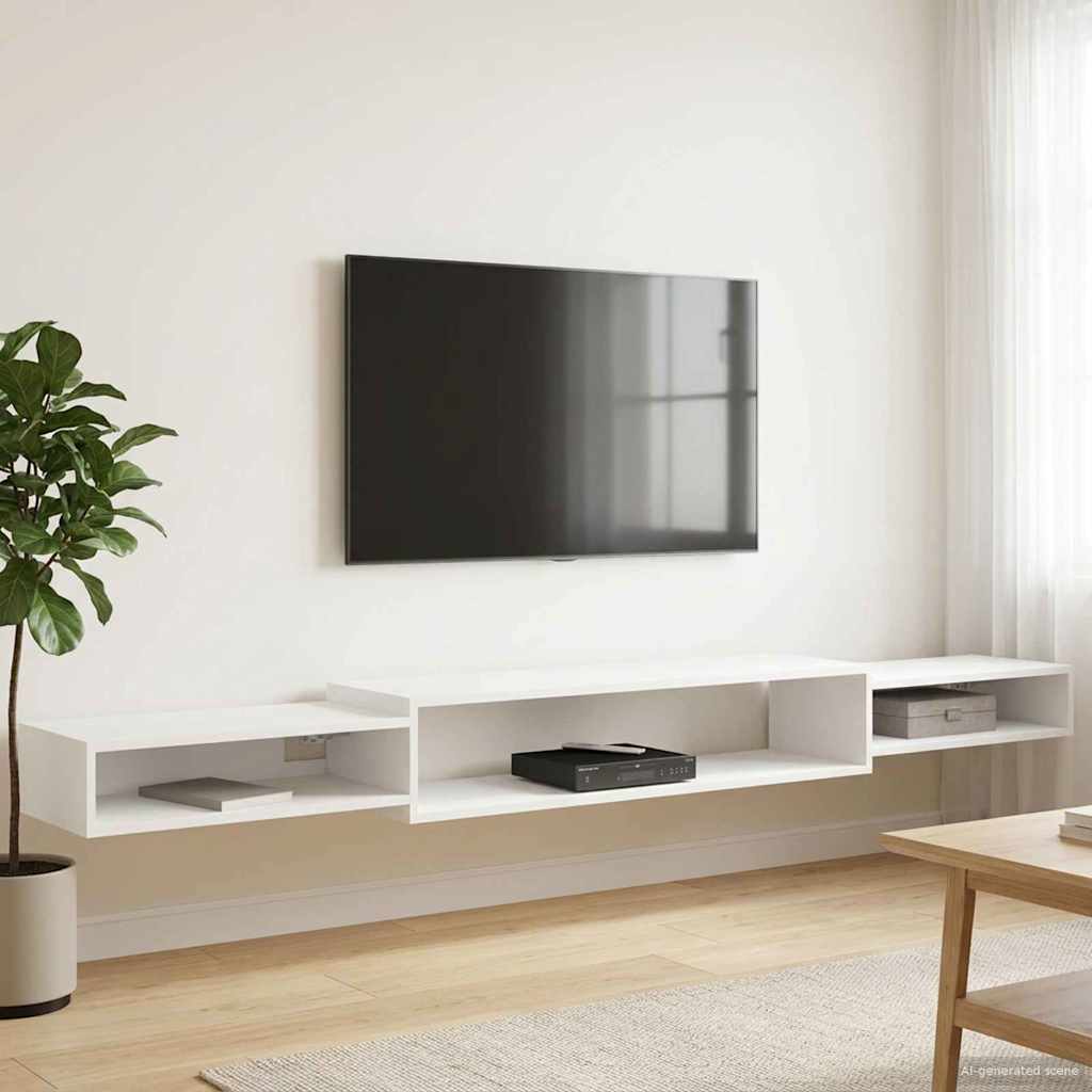 vidaXL Wand gemonteerd TV Kast Muurmontage Wit 140 x 28 x 21 cm