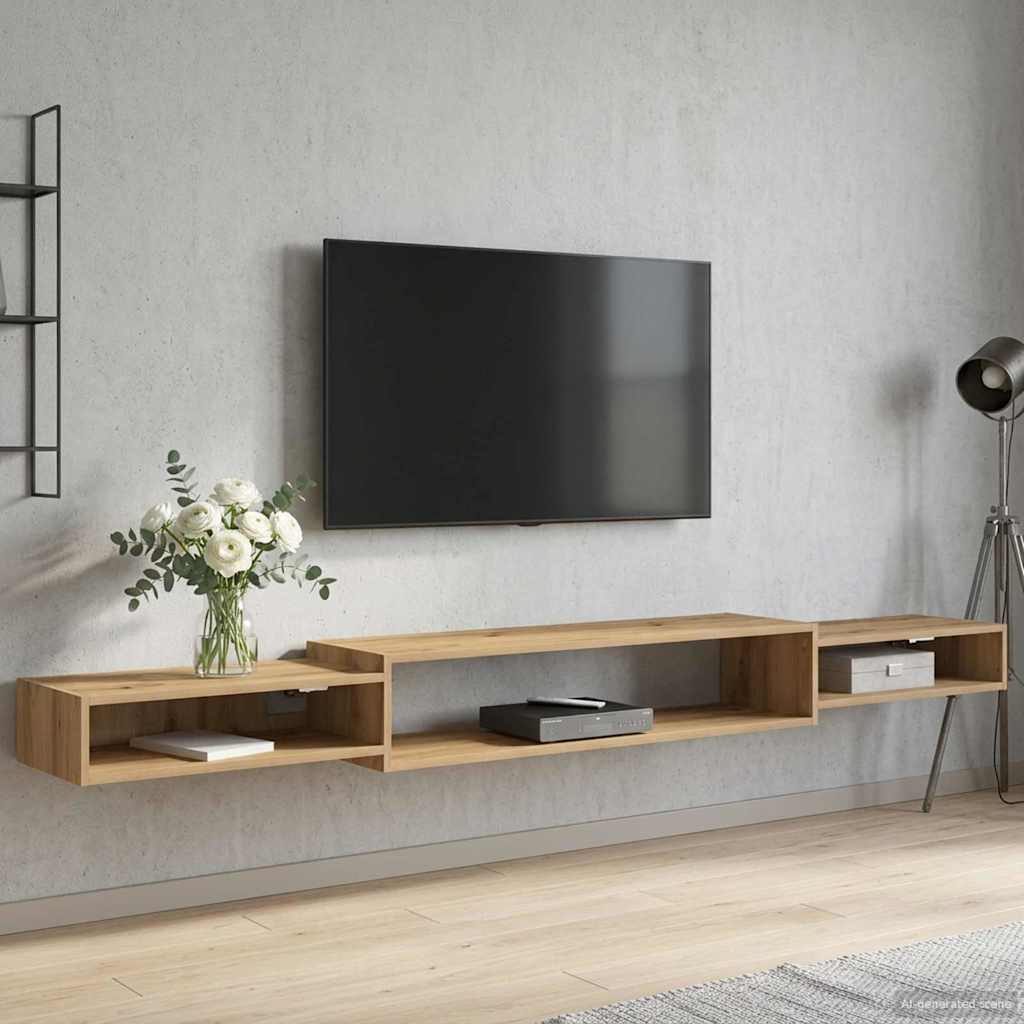 vidaXL Wand gemonteerd TV Kast Muurmontage Wit 140 x 28 x 21 cm