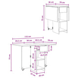 vidaXL Eettafel 115 x 70 x 75 cm Bewerkt hout Wit Rechthoekig