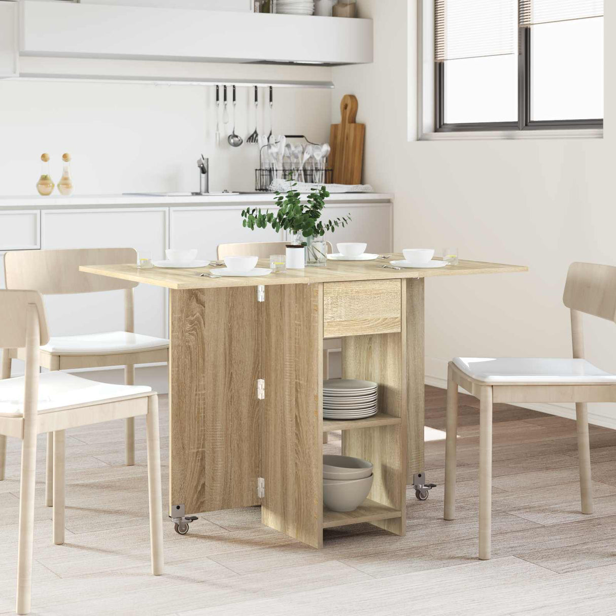 vidaXL Eettafel 115 x 70 x 75 cm Bewerkt hout Wit Rechthoekig