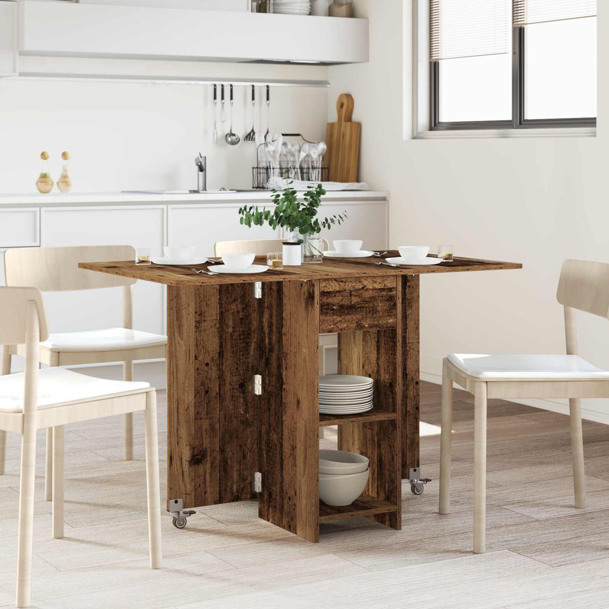 vidaXL Eettafel 115 x 70 x 75 cm Bewerkt hout Wit Rechthoekig