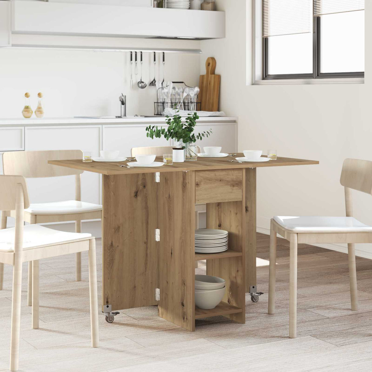 vidaXL Eettafel 115 x 70 x 75 cm Bewerkt hout Wit Rechthoekig