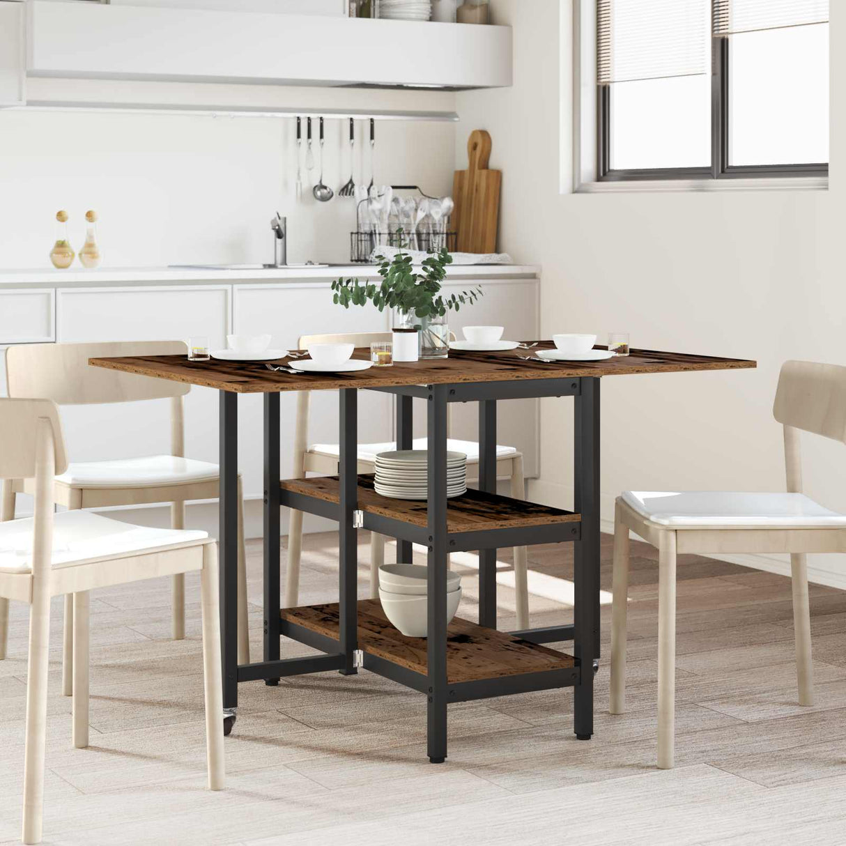 vidaXL Eettafel 122 x 80 x 76,5 cm Bewerkt hout Zwart eiken