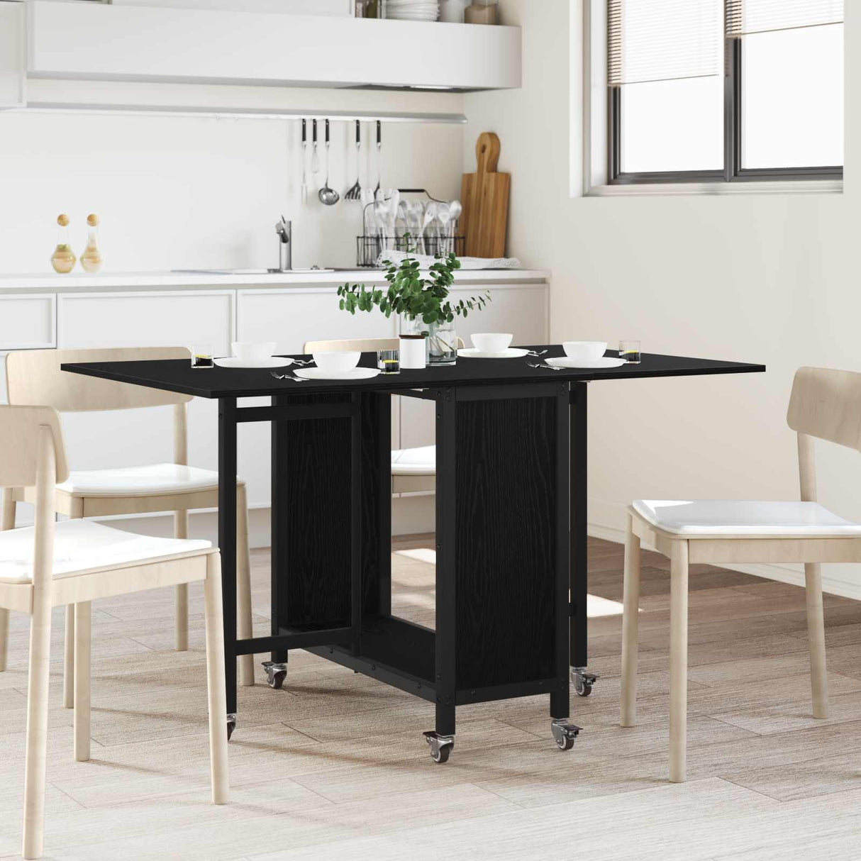 vidaXL Vouwbare eettafel met wieltjes 130 x 80 x 76,5 cm Bewerkt hout