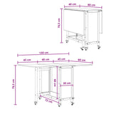 vidaXL Vouwbare eettafel met wieltjes 130 x 80 x 76,5 cm Bewerkt hout