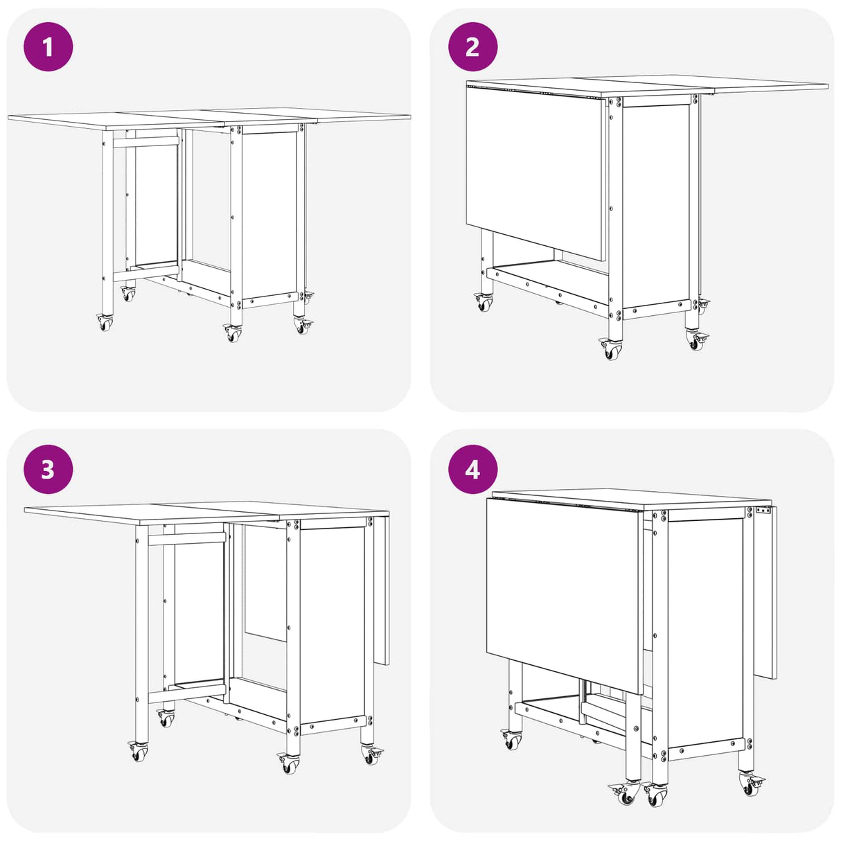 vidaXL Vouwbare eettafel met wieltjes 130 x 80 x 76,5 cm Bewerkt hout