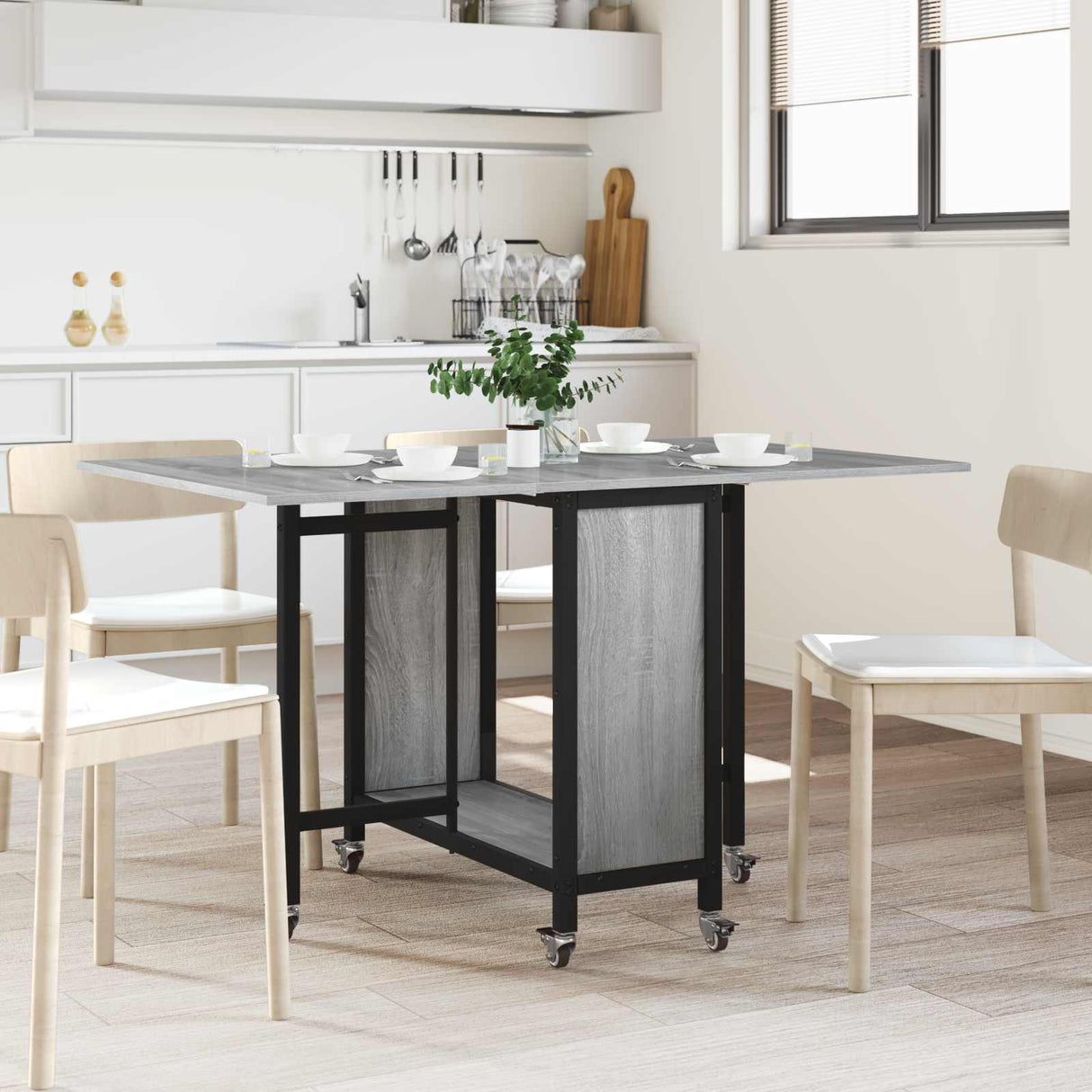 vidaXL Vouwbare eettafel met wieltjes 130 x 80 x 76,5 cm Bewerkt hout