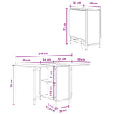 vidaXL Eettafel 144 x 60 x 75 cm Bewerkt hout Zwart eiken Rechthoekig