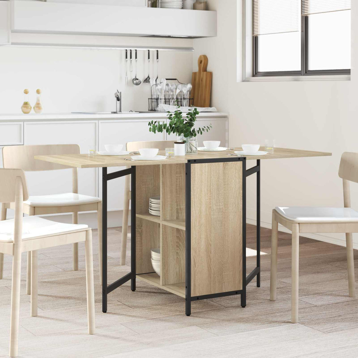 vidaXL Eettafel 144 x 60 x 75 cm Bewerkt hout Zwart eiken Rechthoekig