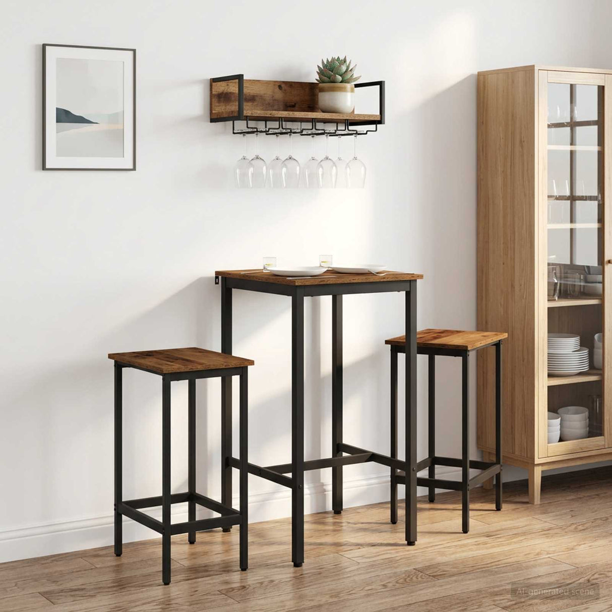 vidaXL Bartafel 52 x 52 x 90 cm Bewerkt hout Artisanaal eiken