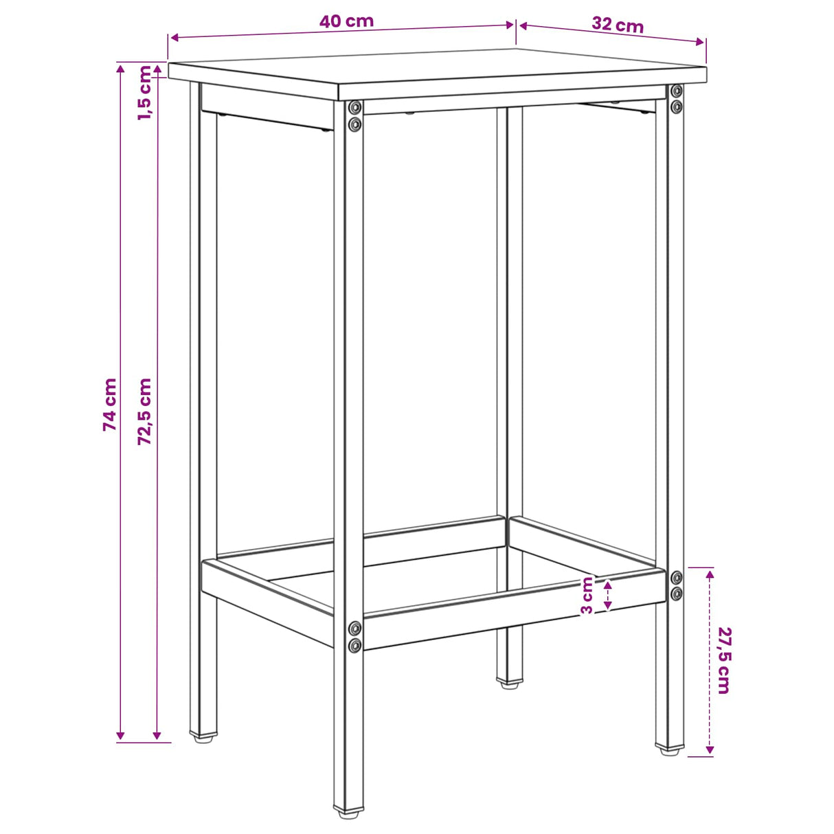 vidaXL Barkruk 2 st Oud hout 40 x 32 x 74 cm Bewerkt hout