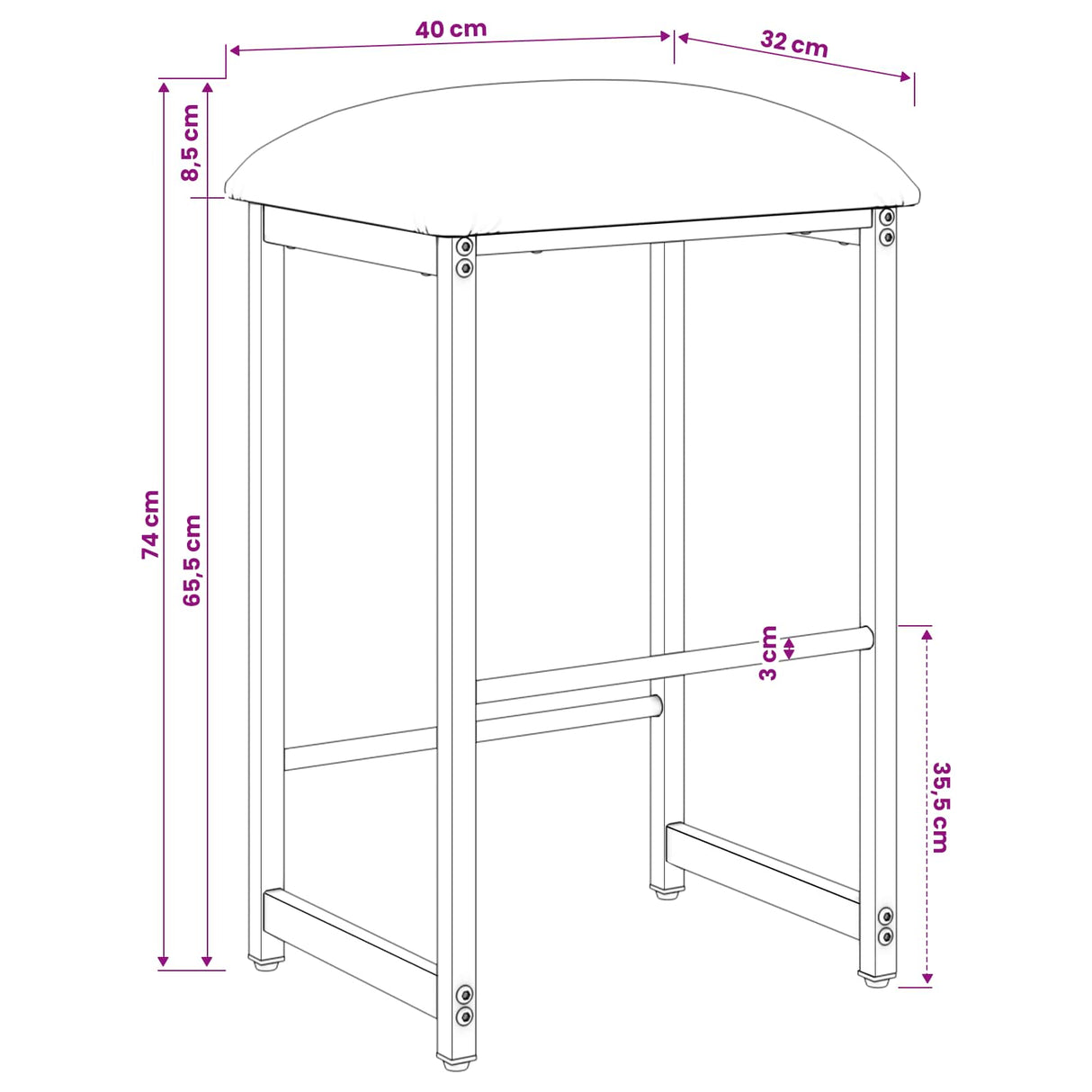 vidaXL Barkruk Donkergrijs 40 x 32 x 74 cm Bewerkt hout