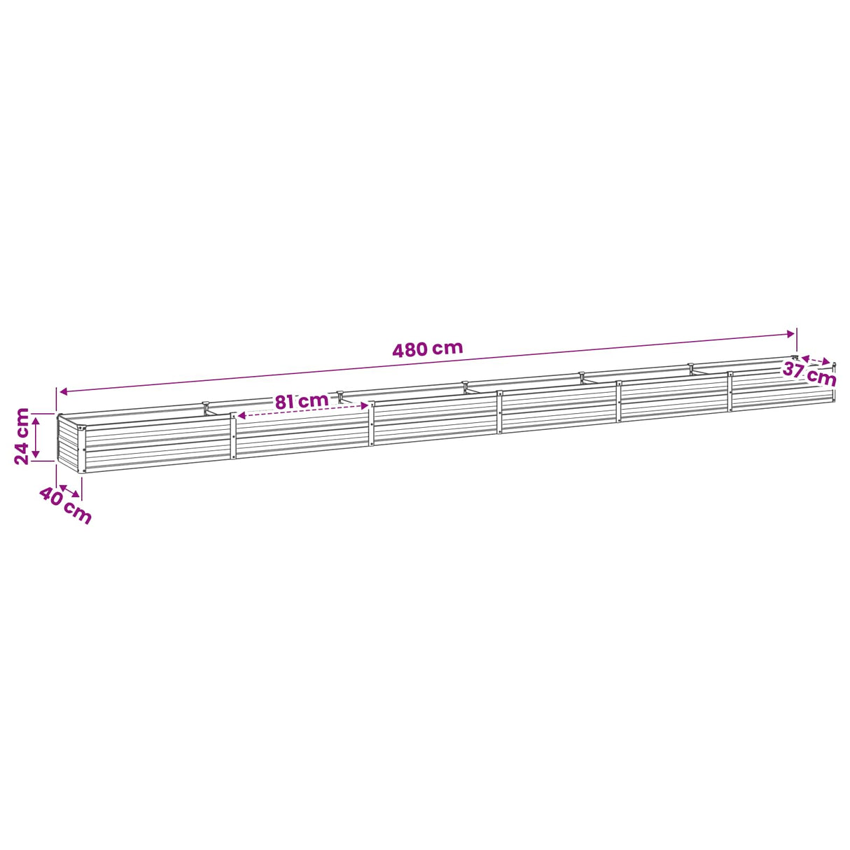 vidaXL Verhoogde Tuinbak Zilverkleurig 160 x 40 x 55 cm gegalvaniseerd