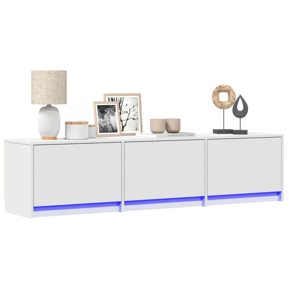 vidaXL TV Kast met LED met lade Wit 165 x 34 x 40 cm Bewerkt hout
