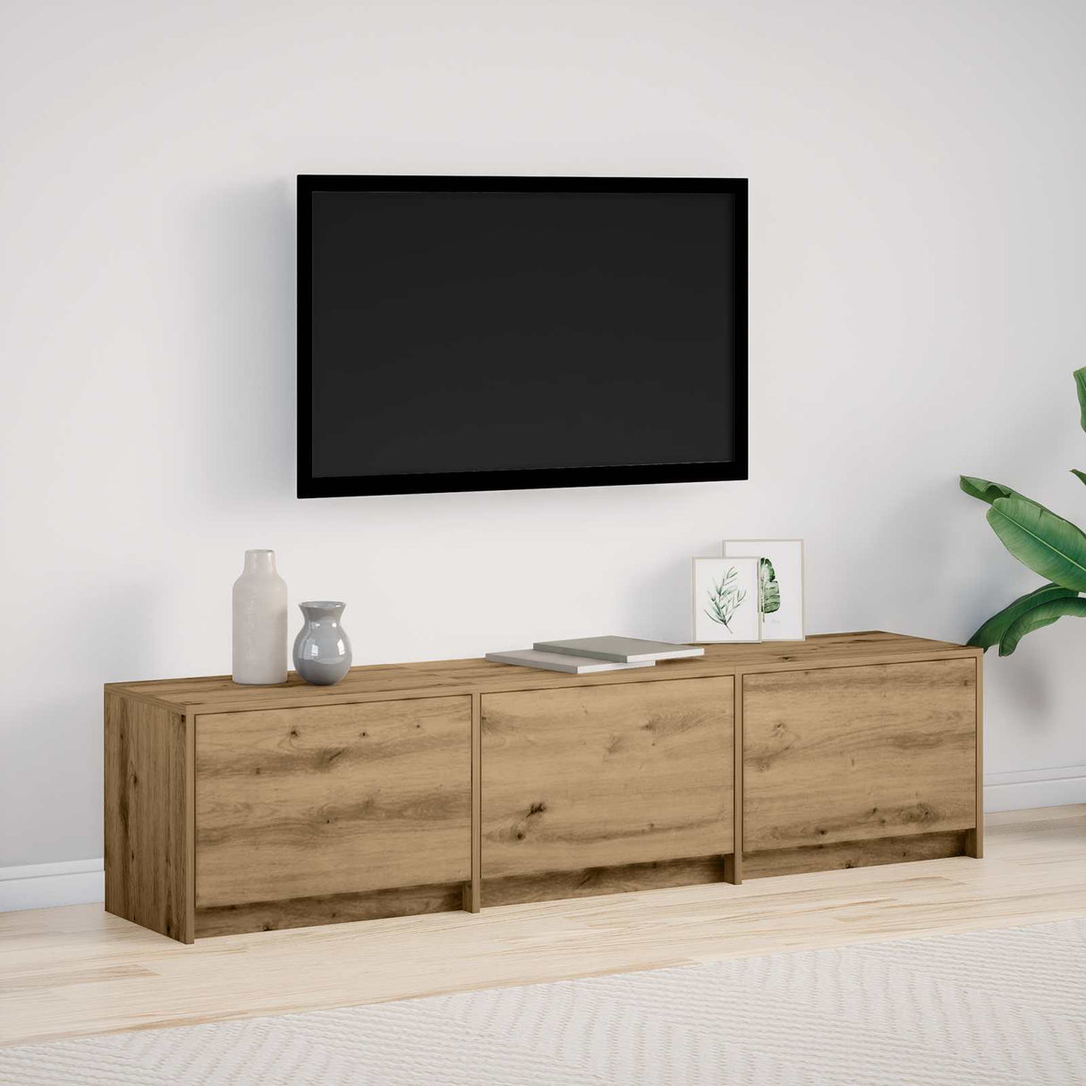vidaXL TV Kast met LED met lade Wit 165 x 34 x 40 cm Bewerkt hout